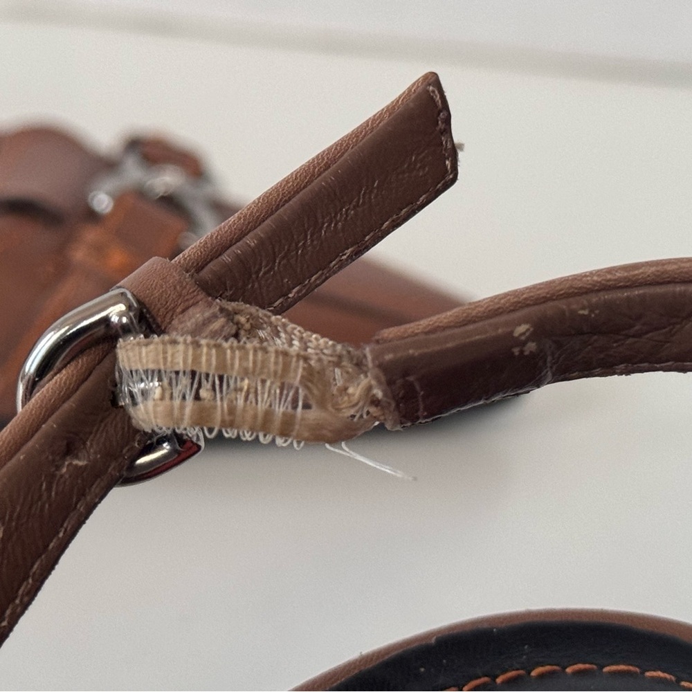 Vintage Coach Starr Tan Leather Buckle Slingback Kitten Heels Size 6 - Picture 10 of 12